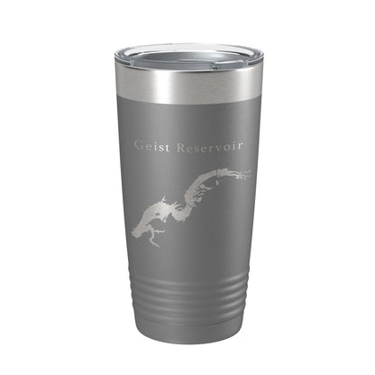 Geist Reservoir Tumbler Lake Map Travel Mug Insulated Laser Engraved Coffee Cup Indiana 20 oz-16
