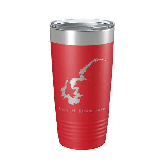 Cecil M. Harden Lake Map Tumbler Travel Mug Insulated Laser Engraved Coffee Cup Indiana 20 oz-10