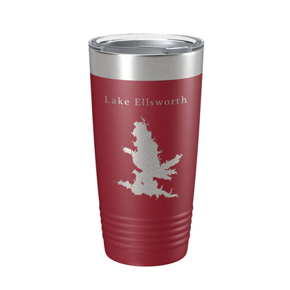 Lake Ellsworth Map Tumbler Travel Mug Insulated Laser Engraved Coffee Cup Oklahoma 20 oz-18