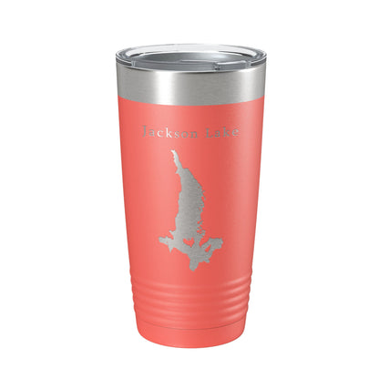 Jackson Lake Map Tumbler Travel Mug Insulated Laser Engraved Coffee Cup Grand Teton Wyoming 20 oz-20