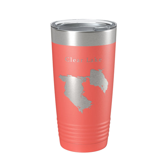 Clear Lake Reservoir Map Tumbler Travel Mug Insulated Laser Engraved Coffee Cup California 20 oz-20