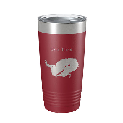 Fox Lake Map Tumbler Travel Mug Insulated Laser Engraved Coffee Cup Wisconsin 20 oz-18