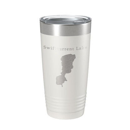 Swiftcurrent Lake Map Tumbler Travel Mug Insulated Laser Engraved Coffee Cup Montana 20 oz-1