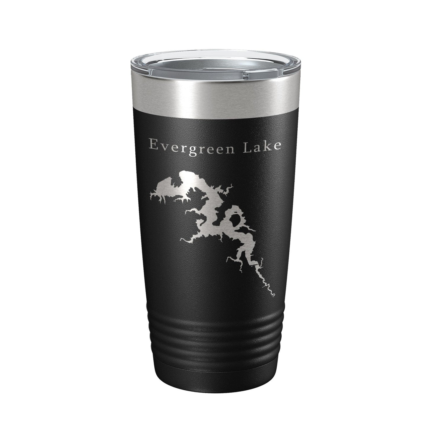 Evergreen Lake Map Tumbler Travel Mug Insulated Laser Engraved Coffee Cup Illinois 20 oz-0