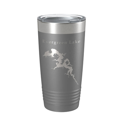 Evergreen Lake Map Tumbler Travel Mug Insulated Laser Engraved Coffee Cup Illinois 20 oz-16