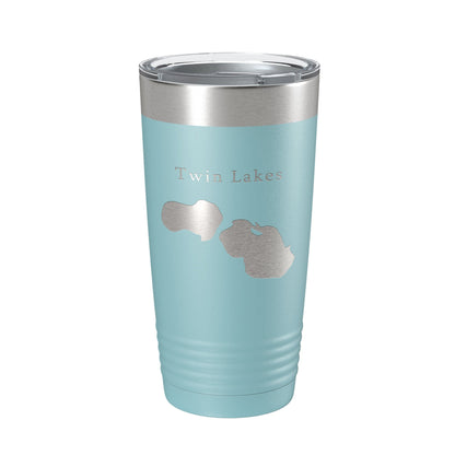 Twin Lakes Map Tumbler Travel Mug Insulated Laser Engraved Coffee Cup Muskegon County Michigan 20 oz-13