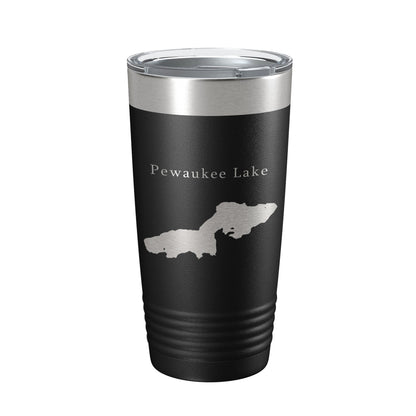 Pewaukee Lake Map Tumbler Travel Mug Insulated Laser Engraved Coffee Cup Wisconsin 20 oz-0