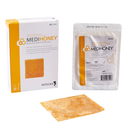 Honey Impregnated Wound Dressing MEDIHONEY® Rectangle 4 X 5 Inch Sterile