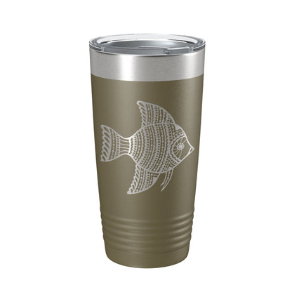 Fish Tumbler Zentangle Travel Mug Insulated Laser Engraved Coffee Cup 20 oz-21