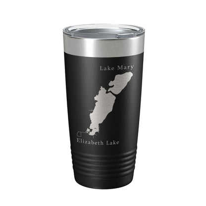 Lakes Mary & Elizabeth Map Tumbler Travel Mug Insulated Laser Engraved Coffee Cup Illinois Wisconsin 20 oz-0