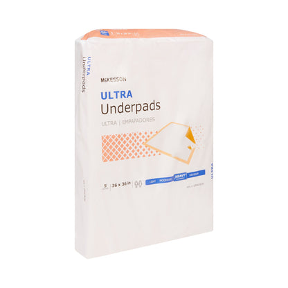 Disposable Underpad McKesson Ultra 36 X 36 Inch Fluff / Polymer Heavy Absorbency