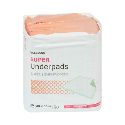 Disposable Underpad McKesson Super 30 X 30 Inch Fluff / Polymer Moderate Absorbency
