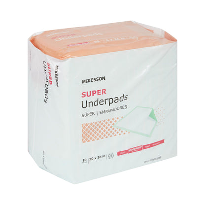 Disposable Underpad McKesson Super 30 X 36 Inch Fluff / Polymer Moderate Absorbency