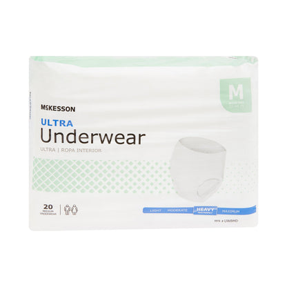 Unisex Adult Absorbent Underwear McKesson Ultra Pull On with Tear Away Seams Medium Disposable Heavy Absorbency