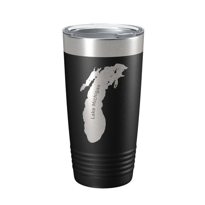 Lake Michigan Map Tumbler Travel Mug Insulated Laser Engraved Coffee Cup Illinois Wisconsin Indiana Michigan 20 oz-0