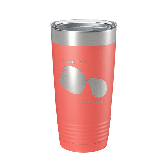 Third and Druce Lakes Map Tumbler Travel Mug Insulated Laser Engraved Coffee Cup Mill Creek Illinois 20 oz-20