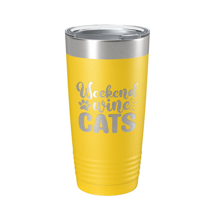 Weekend Wine Cats Tumbler Travel Mug Funny Cat Lover Gift Insulated Laser Engraved Coffee Cup 20 oz-19