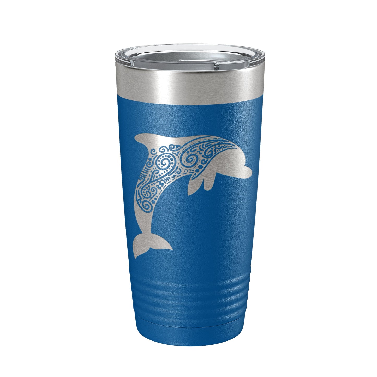 Dolphin Zentangle Tumbler Travel Mug Insulated Laser Engraved Coffee Cup Dolphin Mandala Gift Pattern Design 20 oz-6