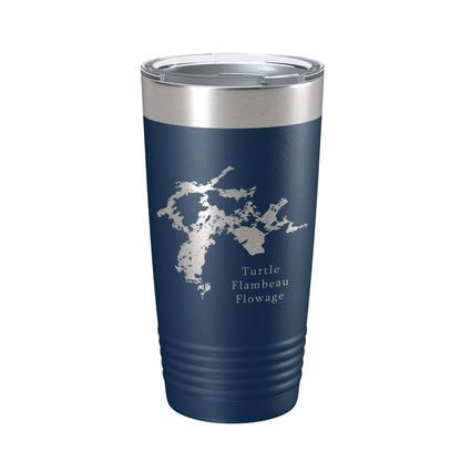 Turtle Flambeau Flowage Tumbler Lake Map Travel Mug Insulated Laser Engraved Coffee Cup Wisconsin 20 oz-2