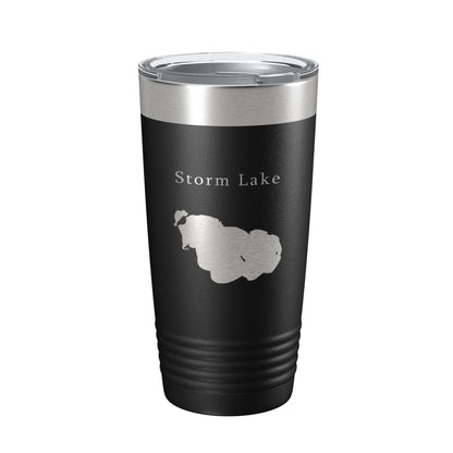 Storm Lake Map Tumbler Travel Mug Insulated Laser Engraved Coffee Cup Iowa 20 oz-0