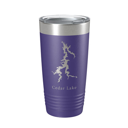 Cedar Lake Map Tumbler Travel Mug Insulated Laser Engraved Coffee Cup Illinois 20 oz-15