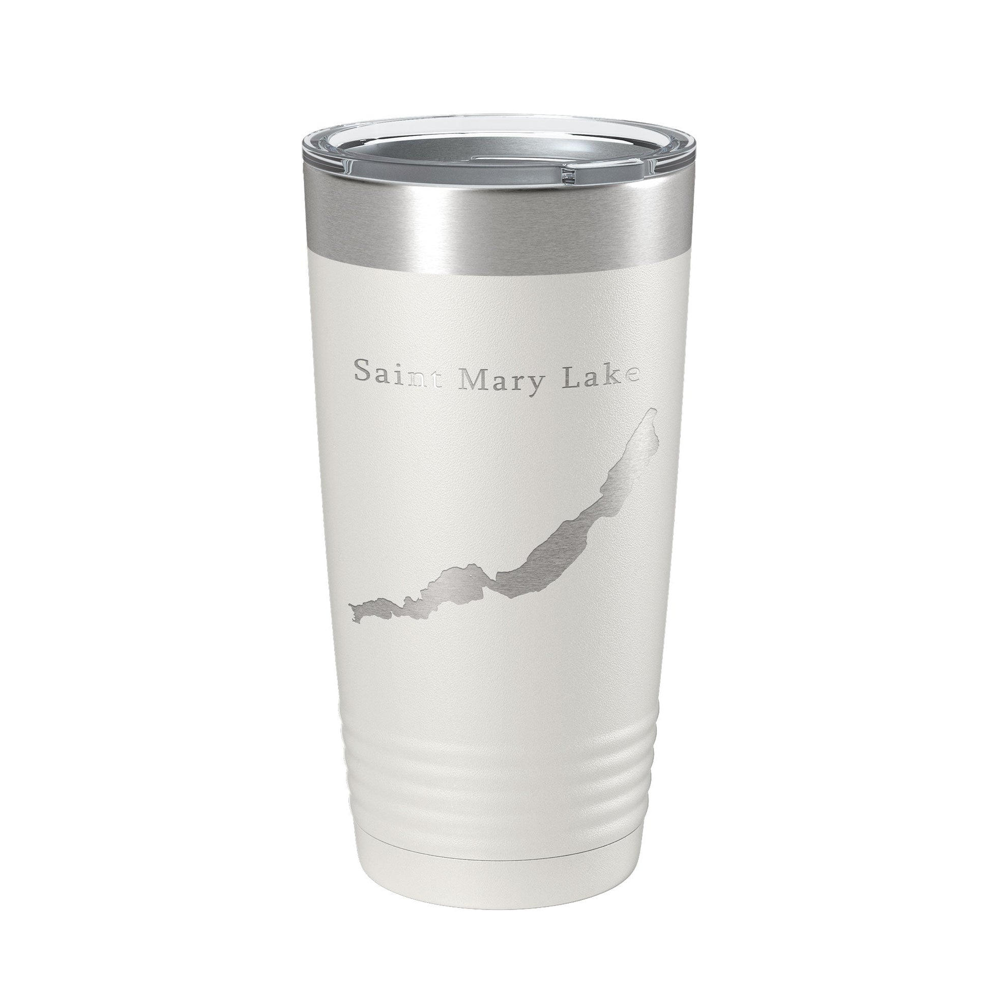 Saint Mary Lake Map Tumbler Travel Mug Insulated Laser Engraved Coffee Cup Glacier National Park Montana 20 oz-1