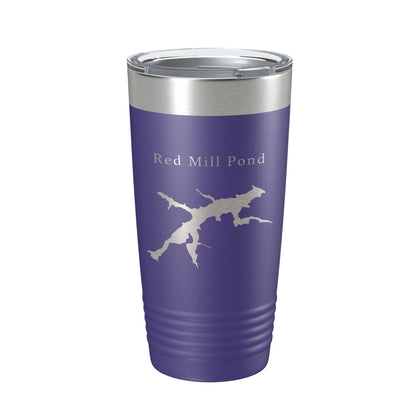 Red Mill Pond Tumbler Lake Map Travel Mug Insulated Laser Engraved Coffee Cup Delaware 20 oz-15