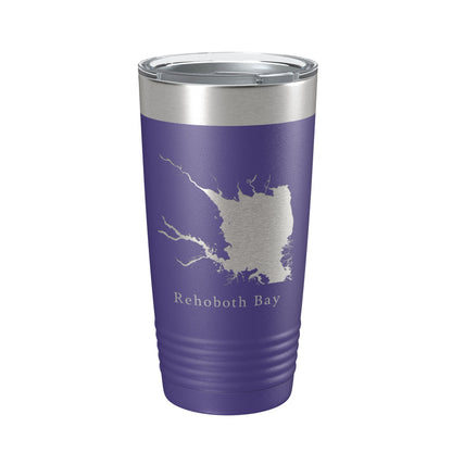 Rehoboth Bay Tumbler Lake Map Travel Mug Insulated Laser Engraved Coffee Cup Delaware 20 oz-15