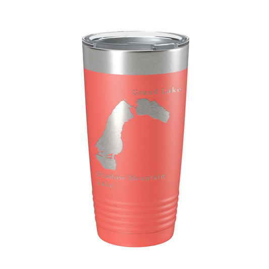 Shadow Mountain & Grand Lakes Map Tumbler Travel Mug Insulated Laser Engraved Coffee Cup Colorado 20 oz-20