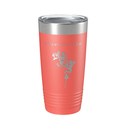 Aliceville Lake Map Tumbler Travel Mug Insulated Laser Engraved Coffee Cup Alabama Mississippi 20 oz-20