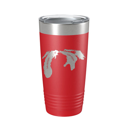 Lake Michigan-Huron Map Tumbler Travel Mug Insulated Laser Engraved Coffee Cup Illinois Wisconsin Indiana Michigan Ontario 20oz-10