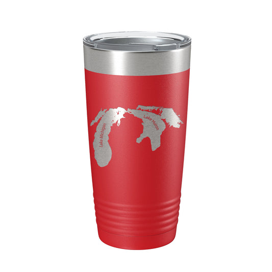 Lake Michigan-Huron Map Tumbler Travel Mug Insulated Laser Engraved Coffee Cup Illinois Wisconsin Indiana Michigan Ontario 20oz-10