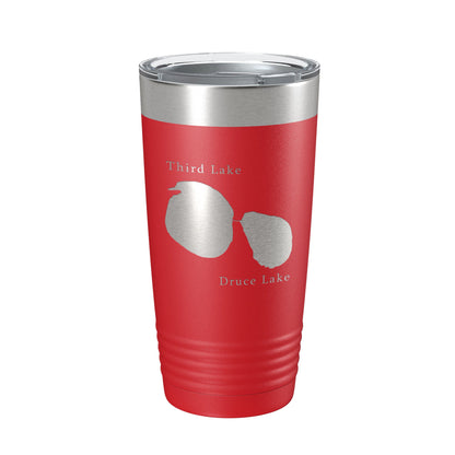 Third and Druce Lakes Map Tumbler Travel Mug Insulated Laser Engraved Coffee Cup Mill Creek Illinois 20 oz-10