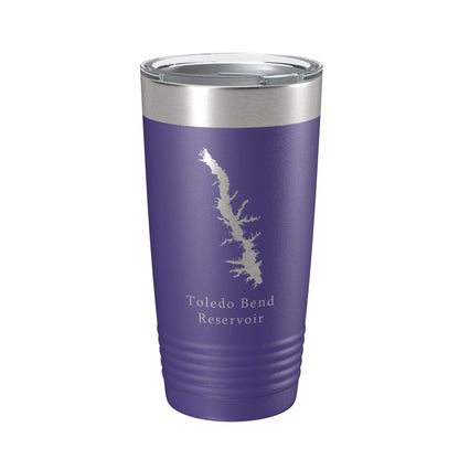 Toledo Bend Reservoir Tumbler Lake Map Travel Mug Insulated Laser Engraved Coffee Cup Louisiana Texas 20 oz-15