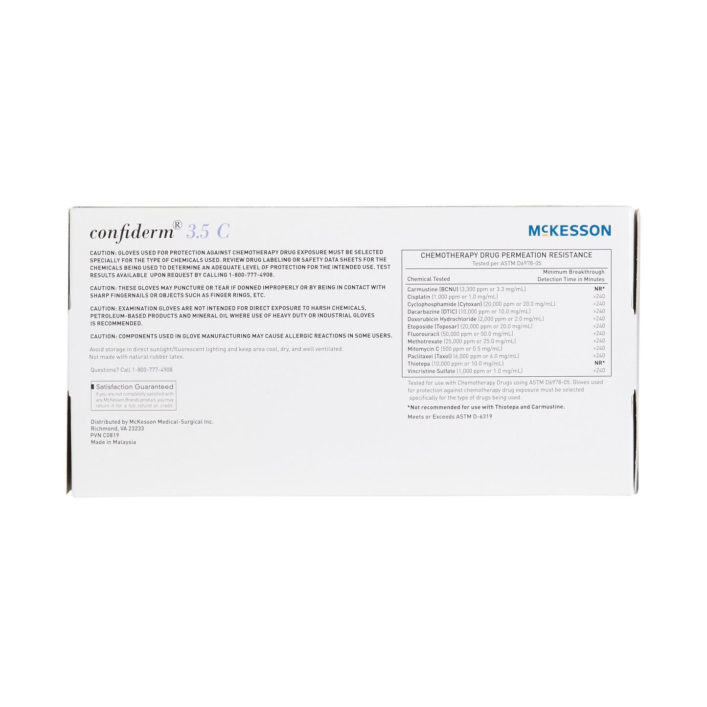 Exam Glove McKesson Confiderm® 3.5C Large NonSterile Nitrile Standard Cuff Length Textured Fingertips Blue Chemo Tested