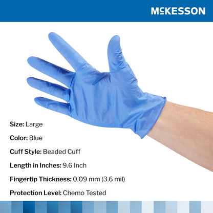 Exam Glove McKesson Confiderm® 3.5C Large NonSterile Nitrile Standard Cuff Length Textured Fingertips Blue Chemo Tested