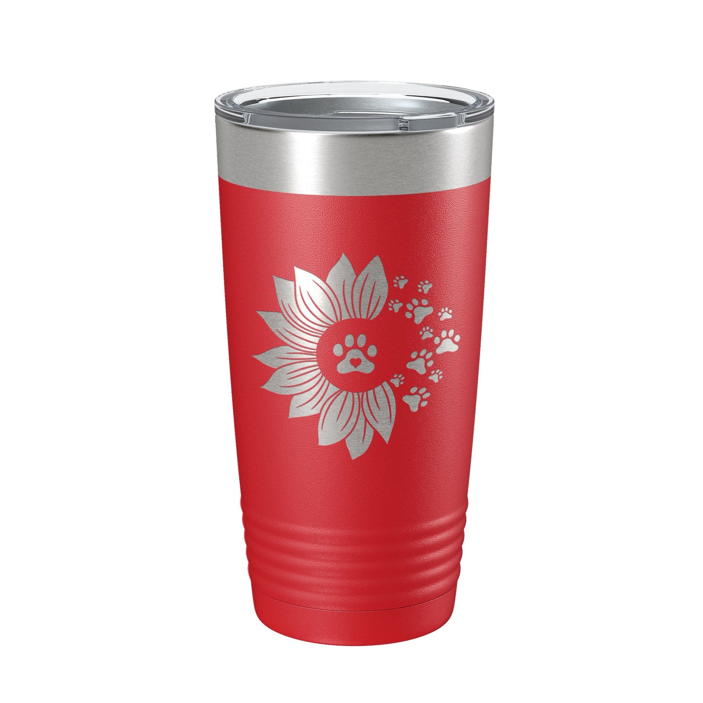 Sunflower With Dog Pawprints Tumbler Travel Mug Insulated Laser Engraved Coffee Cup Gift For Women Dog Lovers Sun Flower 20 oz-10