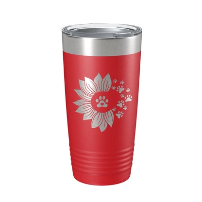 Sunflower With Dog Pawprints Tumbler Travel Mug Insulated Laser Engraved Coffee Cup Gift For Women Dog Lovers Sun Flower 20 oz-10