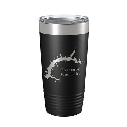 Governor Bond Lake Map Tumbler Travel Mug Insulated Laser Engraved Coffee Cup Illinois 20 oz-0