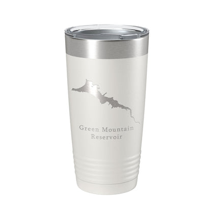 Green Mountain Reservoir Tumbler Lake Map Travel Mug Insulated Laser Engraved Coffee Cup Colorado 20 oz-1