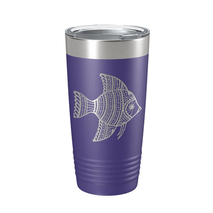 Fish Tumbler Zentangle Travel Mug Insulated Laser Engraved Coffee Cup 20 oz-15