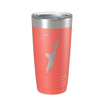 Wonder Lake Map Tumbler Travel Mug Insulated Laser Engraved Coffee Cup Illinois 20 oz-20