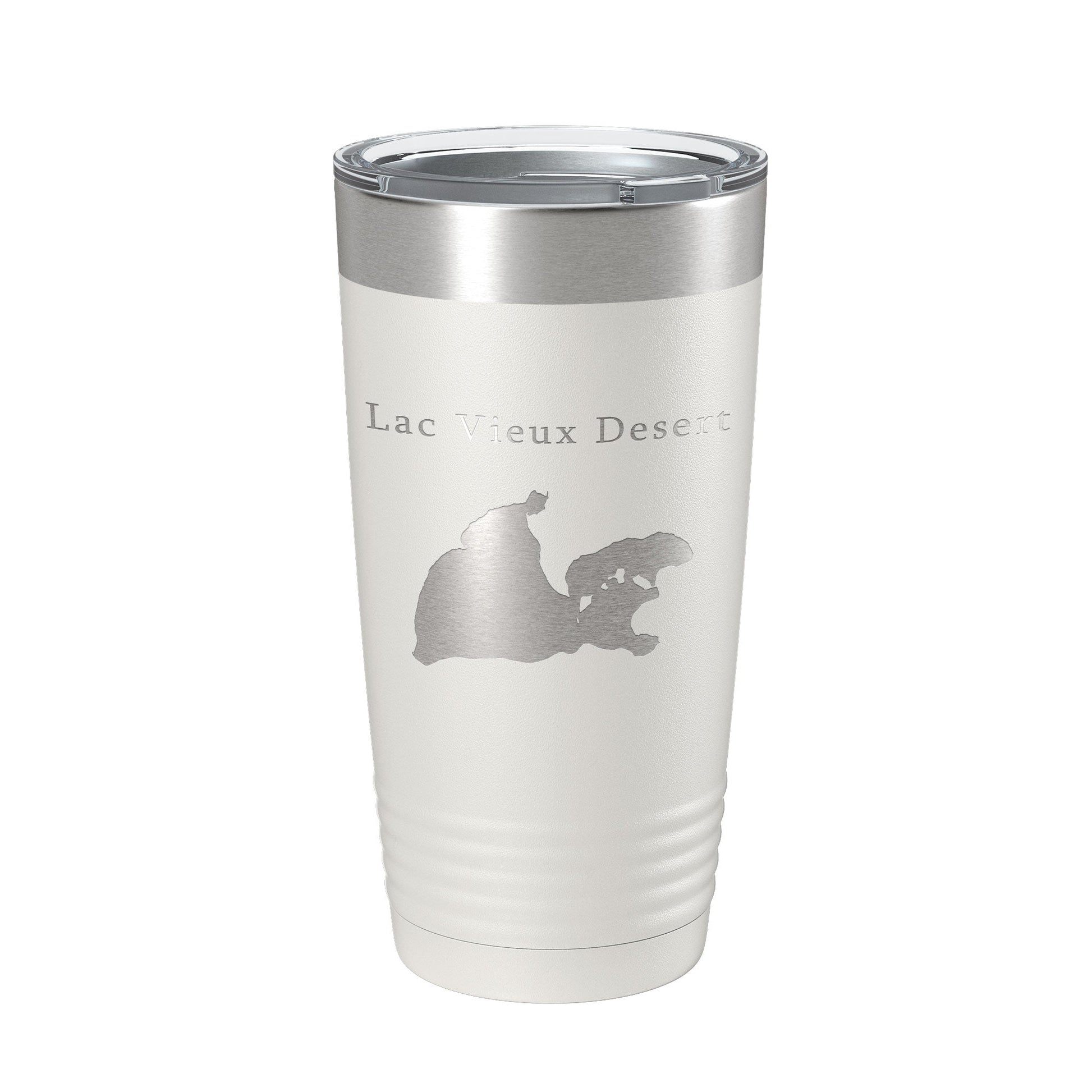 Lac Vieux Desert Tumbler Lake Map Travel Mug Insulated Laser Engraved Coffee Cup Michigan Wisconsin 20 oz-1