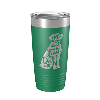 Love and a Dog Tumbler Dog Lover Travel Mug All You Need is Love Insulated Laser Engraved Coffee Cup Pet Owner Gift 20 oz-9