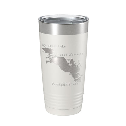Lakes Wawasee Syracuse & Papakeechie Map Tumbler Travel Mug Insulated Laser Engraved Coffee Cup Indiana 20 oz-1
