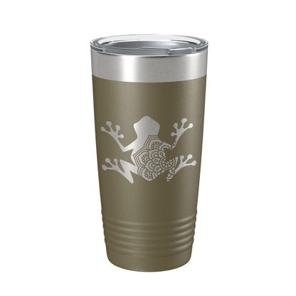 Frog Mandala Tumbler Travel Mug Insulated Laser Engraved Coffee Cup Frog Zentangle Pattern Design Gift 20 oz-21