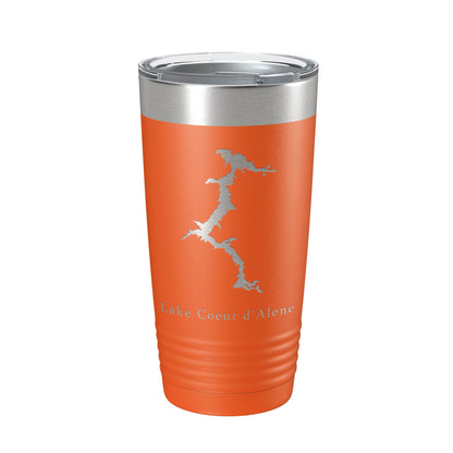 Lake Coeur d'Alene Map Tumbler Travel Mug Insulated Laser Engraved Coffee Cup Idaho 20 oz-17