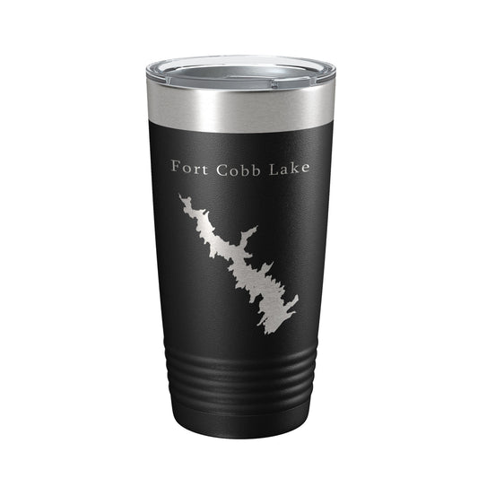 Fort Cobb Lake Map Tumbler Travel Mug Insulated Laser Engraved Coffee Cup Oklahoma 20 oz-0
