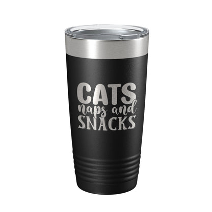 Cats Naps And Snacks Tumbler Travel Mug Funny Cat Lover Gift Insulated Laser Engraved Coffee Cup 20 oz-0