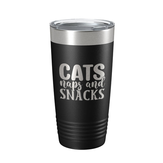 Cats Naps And Snacks Tumbler Travel Mug Funny Cat Lover Gift Insulated Laser Engraved Coffee Cup 20 oz-0